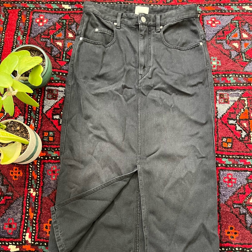 Isabel Marant Black Tilauria Denim Midi Skirt Size 38